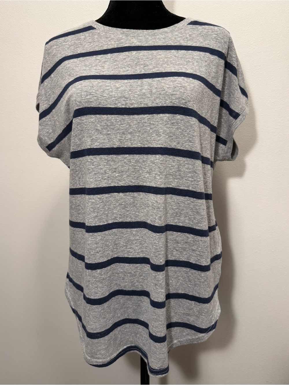 Thread & Supply Gray Top with Navy Stripes